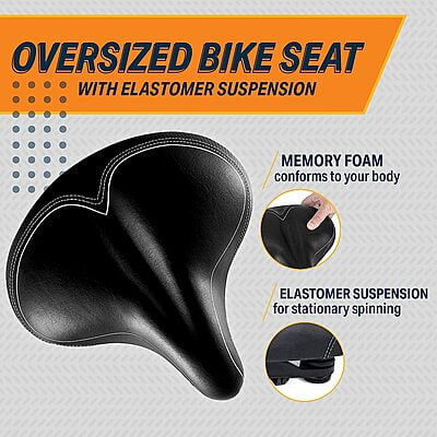 Bikeroo Oversized Bike Seat for Peloton Bike & Bike+, Exercise or Road Bikes - Compatible Bicycle Saddle Replacement with Wide Cushion for Men & Womens Comfort