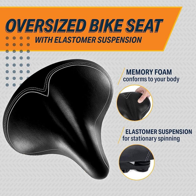 Bikeroo Oversized Bike Seat for Peloton Bike & Bike+, Exercise or Road Bikes - Compatible Bicycle Saddle Replacement with Wide Cushion for Men & Womens Comfort Bikeroo Oversized Bike Seat for Peloton Bike & Bike+, Exercise or Road Bikes - Compatible Bicycle Saddle Replacement with Wide Cushion for Men & Womens Comfort