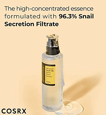 COSRX Snail Mucin 96% Power Repairing Essence 3.38 fl.oz, 100ml, Hydrating Serum for Face with Snail Secretion Filtrate for Dark Spots and Fine Lines, Korean Skincare