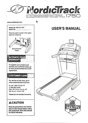 User / Assembly Manual - Nordic Commercial 1750, Nordic 1750 user manual, Nordic 1750 parts, Nordic