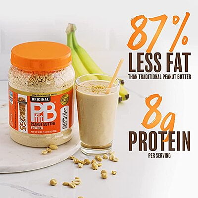 PBfit All-Natural Peanut Butter Powder, Powdered Peanut Spread From Real Roasted Pressed Peanuts, 8g of Protein, 30 Ounce (Pack of 1)